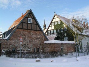 Heiliggeistkloster Stralsund, rechts unser Haus