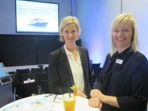 „Blaue Stunde“ mit TUI Cruises-Chefin Wybcke Meier (l.) und Pressesprecherin Godja Sönnichsen