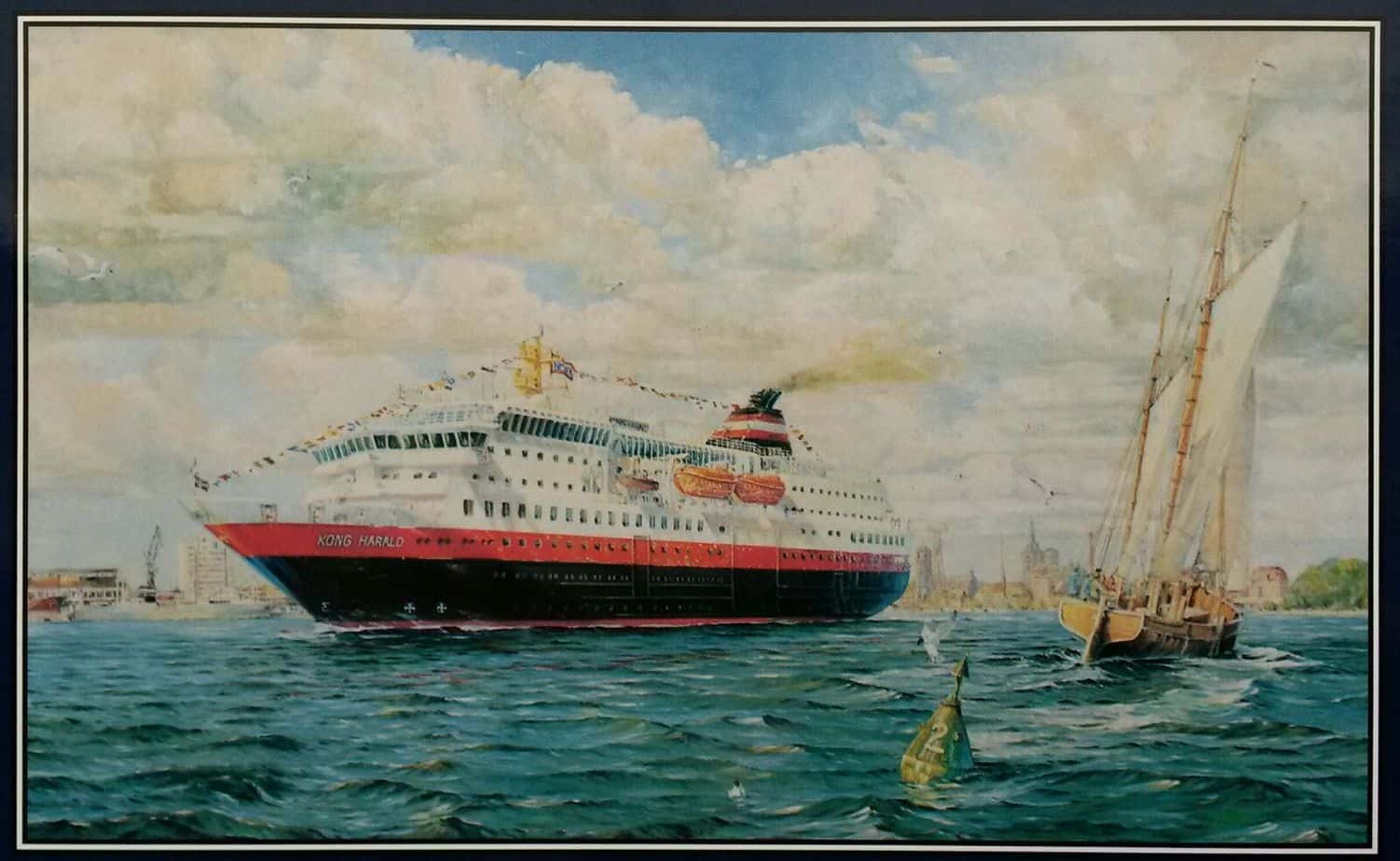 MS Richatd With verläßt Stralsund zur Jungfernfahrt (gemalt von Marinemaler Thomas Quatsling)
